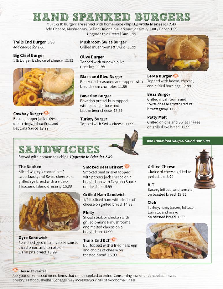 Trails End Restaurant and Pizzeria Menu image 1
